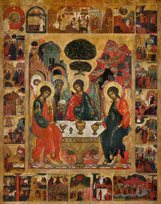 Храмовая чудотворная икона «Святая Троица с деяниями»