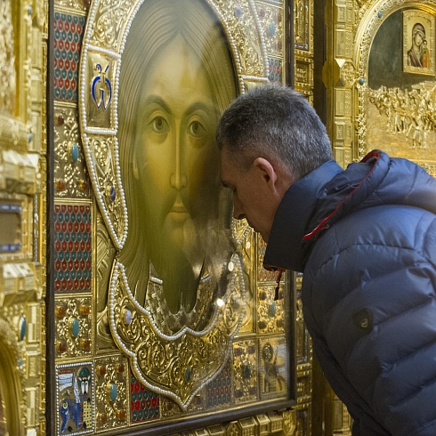Встреча главной иконы вооруженных сил Российской Федерации состоялась 22 февраля в Троицком соборе Псковского Кремля