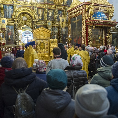 Встреча главной иконы вооруженных сил Российской Федерации состоялась 22 февраля в Троицком соборе Псковского Кремля