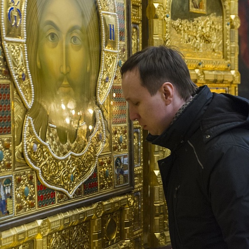 Встреча главной иконы вооруженных сил Российской Федерации состоялась 22 февраля в Троицком соборе Псковского Кремля